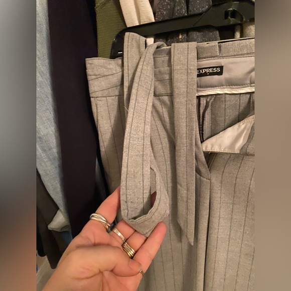 EXPRESS High waisted pin stripe pant with tie belt - Picture 3 of 8